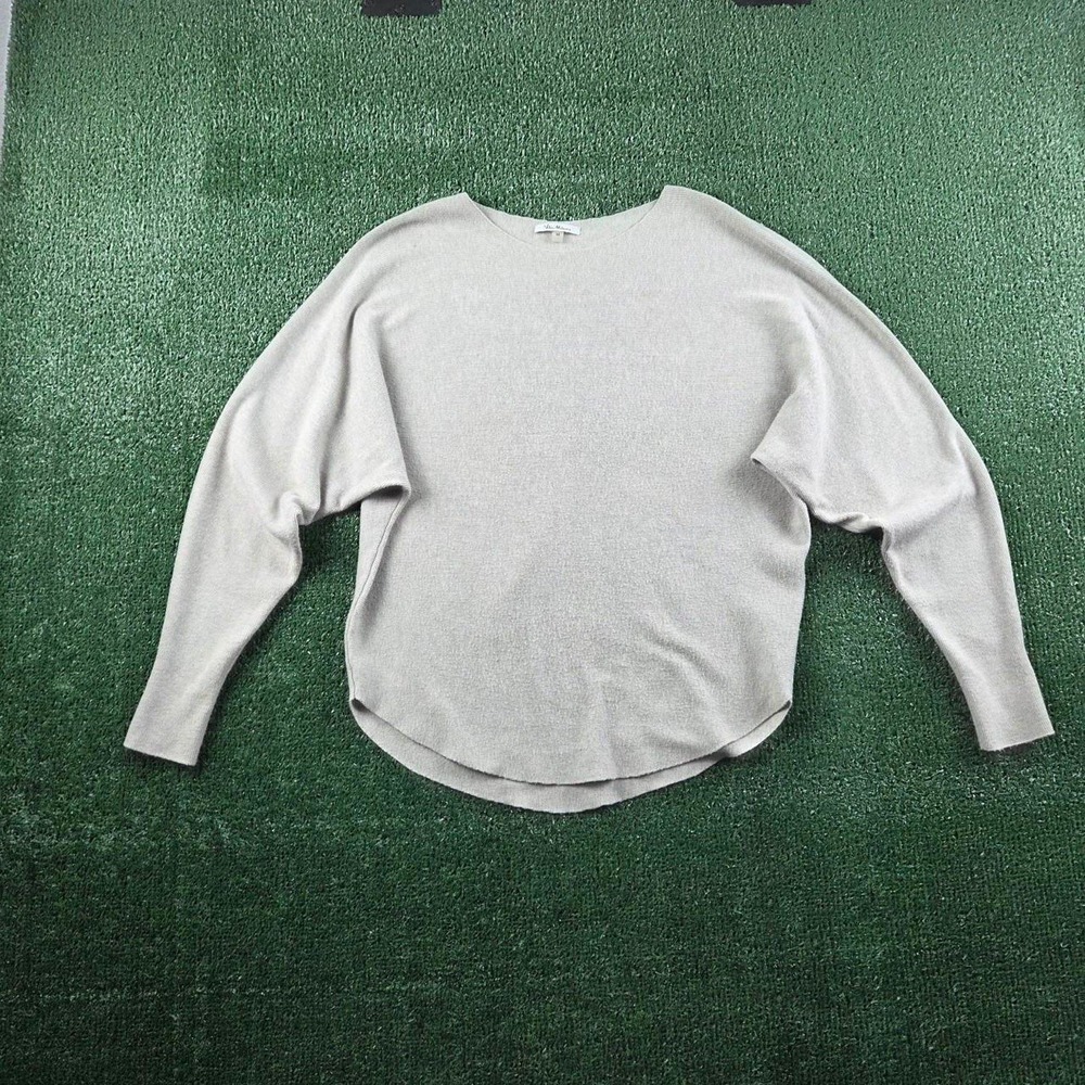 Vila Milano Womens Grey Dolman Sleeve Knit Sweater Boat Neck Size M